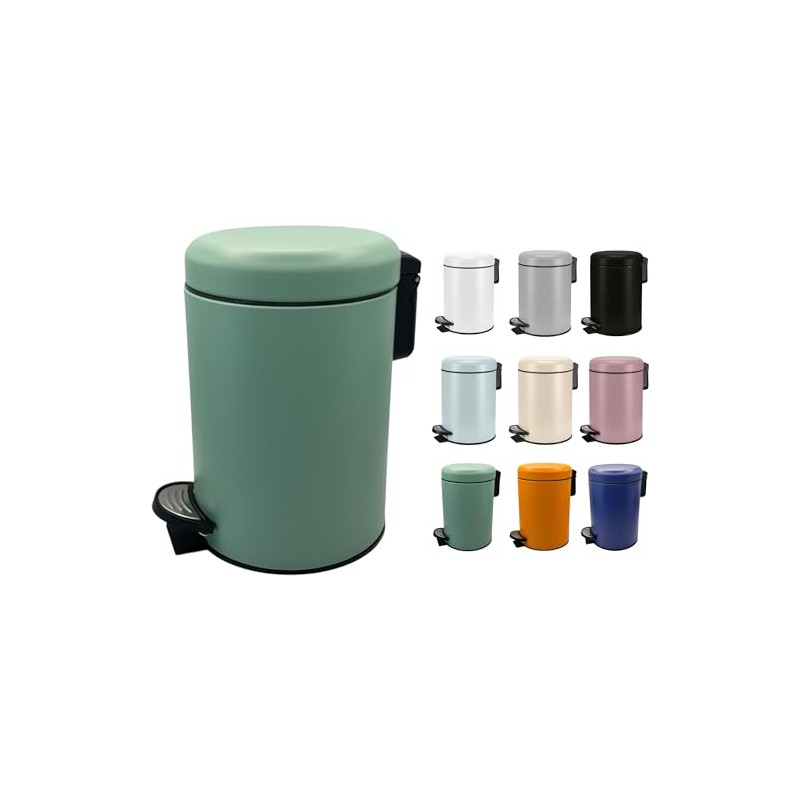 KW Soft Shade Small Round Pedal Bin 3ltr (Maldives Green,