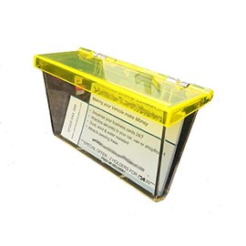 Outdoor Vehicle Business Card Holder Box - Clear Box with Yellow Lid