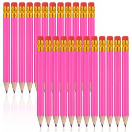Zonon 24 Pieces Back to School Small Pencils Half Pencils Golf Pencils with Eraser Easy to Hold Graphite HB Pencils for Baby Shower Bridal Shower Wedding Golf School Office(Rose Red)