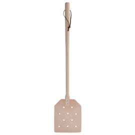 REDECKER Flyswatter with Beechwood Handle and Punched Leather Head, Flexible Leather Head is Stain Resistant and Easy to Clean, Hanging Loop for Storage, 20 inches, Made in Germany