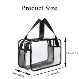 Clear Toiletry Bag, BAIYSFFG Large Clear Travel Toiletries Bag Thickened PVC Waterproof Makeup Bags with Handles Plastic Cosmetic Bag Travel Wash Bag with Zippers for Women Girls Men