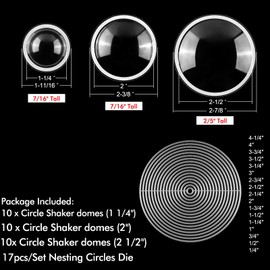 CYFUN DESIGN 30PCS Circle Dimensional Shaker Domes and 17pcs/Set Circles Dies Card Making DIY Scrapbooking 3 Size Plastic Clear Puffy Covers, Window Blister Paper Crafting Handmade Crafts