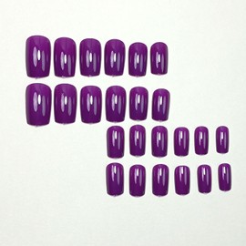 Bellelfin 240pcs Short Press on Nails Grape Full Cover Short Square Fake Nails Glossy Acrylic Artificial False Nail Tips with 5 Sheets Adhesive Glue Tabs for Women and Girls