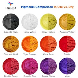 Rolio Mica Powder Pearlescent Color Pigment - 12 Jars for Resin Epoxy, Soap Making, Nail Polish, Lip Gloss, Eye Shadow, Bath Bomb, Slime & Candle - 10g Each (Tropical Sunset)