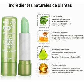 YUYTE Bálsamo para Labios Que Cambia de Color, Brillo de Labios Hidratante y Nutritivo de Aloe Vera, Herramienta de Belleza de Lápiz Labial, Pintalabios Magico