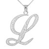 Sideways Crosses 925 Sterling Silver Cubic Zirconia Accented Script Initial