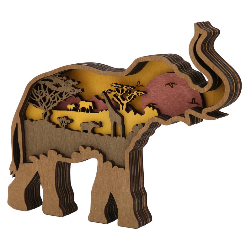 Elephant Statue Boxwood Mechanical Engraving Safe Durable Exquisite Details Elephant