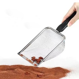 AUBOCK Cat Litter Scoop,Stainless Steel Mesh Scooper Long Handle Deep Shovel,Fast and Easy to Use Cat Litter Scooper for Litter Box Kitten Pooper Lifter (Hole:3.8mm/Regular Cat Litter Scoop)