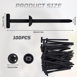 Nylon Universal Cable Tie Buckle,100PCS Upgrade Heavy-Duty Self-Locking UV-Resistant Wire Nylon Zip Tie Holders & Button Design, Bumper Retainer Clips, Car Plastic Rivet Fasteners