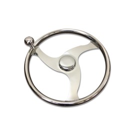 MARINE BOAT 3 SPOKE STAINLESS STEEL SPORTS STEERING WHEEL TURNING KNOB 13 1/2"