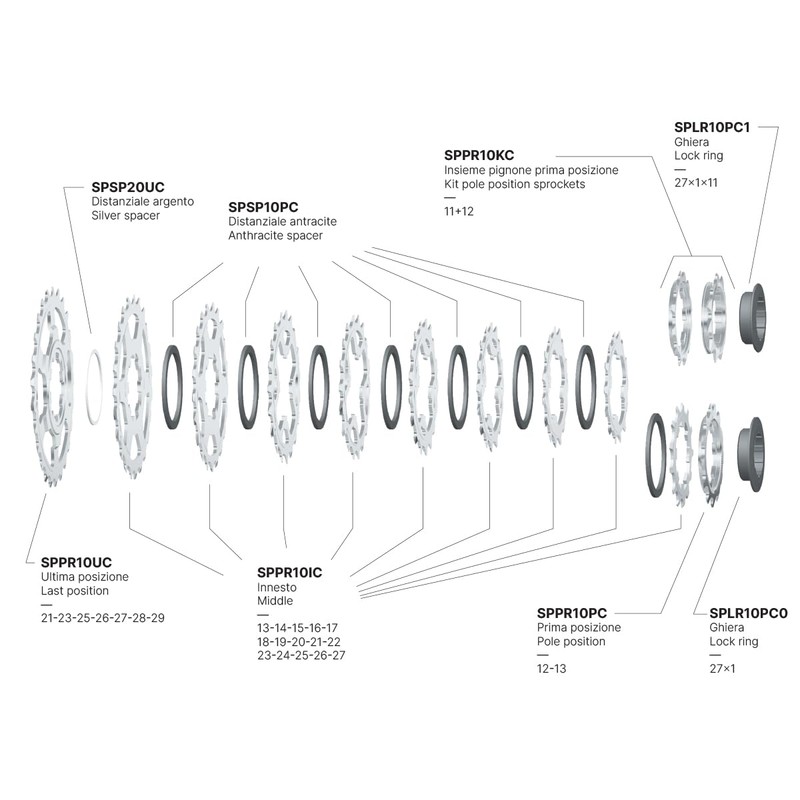 Miche Primato 11 Speed Cassette, Campagnolo, 11/29t