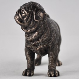 Fiesta Studios Pug Standing Cold Cast Bronze Sculpture Dog Home Decor or Gift Idea H8cm