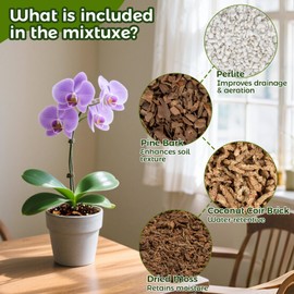 Orchid Potting Mix for Repotting - MAQIHAN 7.1 OZ Orchid Soil Potting Mix with Peat Moss,Perlite,Pine Bark,Coco Coir Orchids Repotting Kit Well-Drainage Orchids Medium for Phalaenopsis Cattleyas
