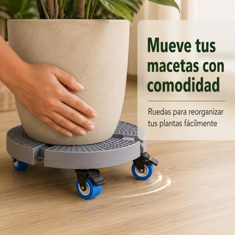 Base para Maceta con Ruedas Soporte para Plantas Rodante Ajustable