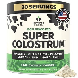 ImmergeHealth.com- Super MOO Suplemento de Calostro Bovino en Polvo Polvo de Calostro Bovino Puro Alimentado con Hierba para Humanos, Wo