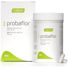 Nupure® Probaflor – 20 Billion CFU, 11 Probiotic Strains, Inulin & Lactobacillus Salivarius SP2, 110 Vegan Enteric-Coated Capsules, Gluten & Lactose-Free