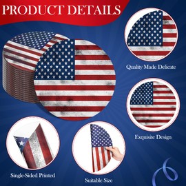 Moinchore 100 Pcs 4th of July Paper Placemats 13 Inch Patriotic Round Table Mats Star USA Flag Disposable Placement Red White and Blue Tablemats Mats for Table Setting Independence Day Party Supplies