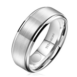 JEROOT Titanium Magnetic Rings, Magnetic Ring Men Women, Magnetic Rings for Men Women Therapeutic Magnetic Ring Polished Lifestyle Ring Strong Magnet (3500 Gauss), 67.2 (21.4), Titanium