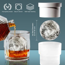 4 Pack Ice Cube Ball Moulds Ice Balls Maker, 6CM Reusable Large Sphere Shaped Ice Cube Moulds for Making Big Ice Ball, Easy to Fill and Release (Blue)