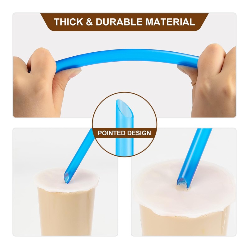 Angled Tips, 12 Pcs Wide Reusable Bubble Tea Straws with