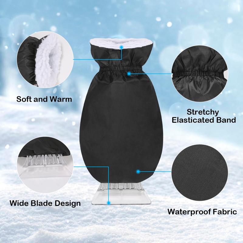 WEINIBAO Car Ice Scraper with Glove, Reusable Ice Scraper with