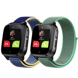 Snyeest Pack of 2 Nylon Bracelets Only Compatible with Xplora Kidzi Bracelet, Kids Smartwatch Velcro Fastening Girls Boys Adjustable Replacement Wristbands Compatible with Xplora Kidzi, Nylon