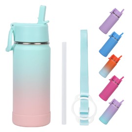 Kids Water Bottle for School, 16oz Stainless Steel Insulated Water Bottle Kids with Straw