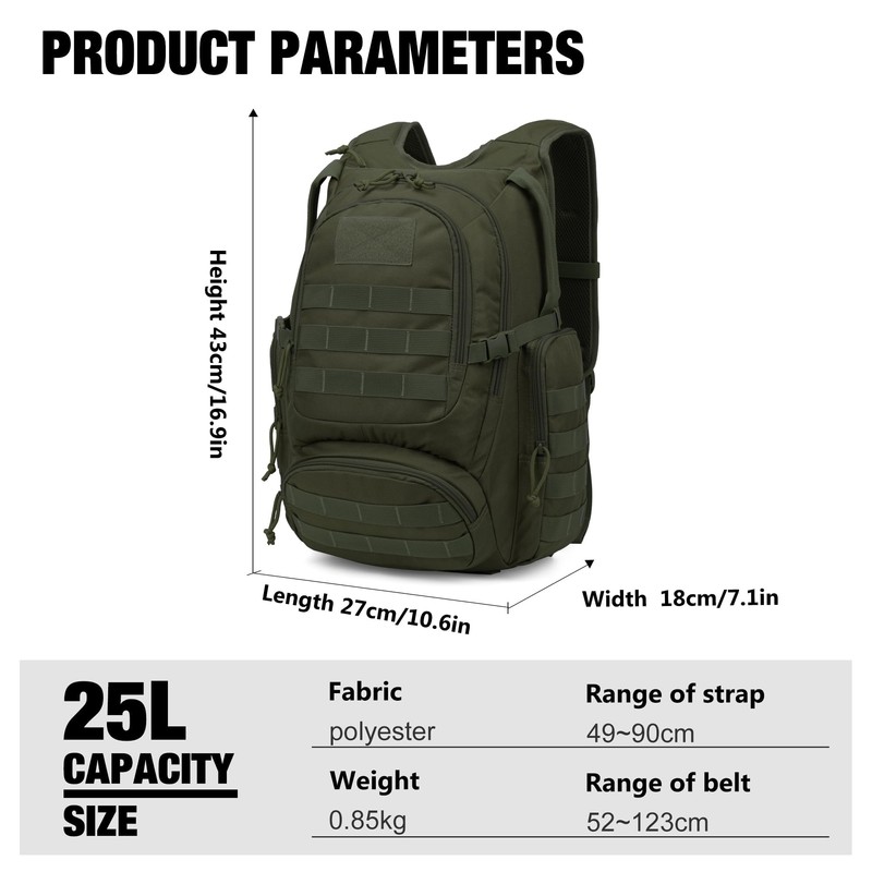 Mardingtop - Mochilas tácticas Molle de 25 litros para senderismo,