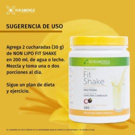 Bajar de Peso | Malteada Non Lipo Fit Shake 580 g | Sabor Vainilla | Sustituye un Desayuno o Cena al Día | Favorece la Pérdida de Peso y Aporta Nutrientes Esenciales | 30 g al Día | Dura 19 Días