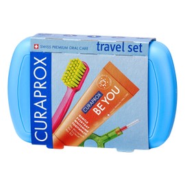 Curaprox Travel Kit - CS 5460 Toothbrush with 'Be You' Toothpaste | 2 CPS Prime Interdental Brushes 07 and 09 | Dental Care Kit 9.5 cm x 6 cm | Blue