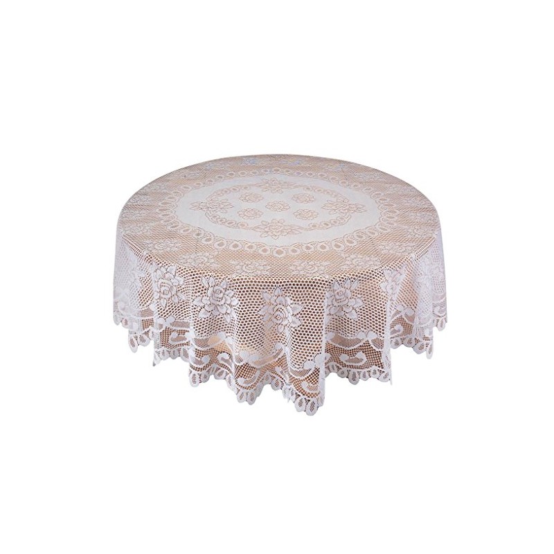 White Rose Lace Tablecloth - 72" Round