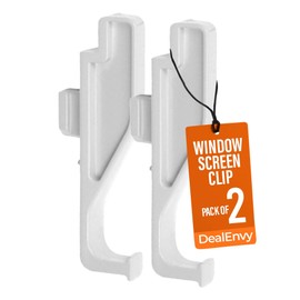 DealEnvy Full Screen Latch Compatible with Andersen 400 and 200 Series Double Hung and Gliding Windows from Year 2000 to Present - Replacement Clips for Windows and Door Screens (Pack of 2, White)