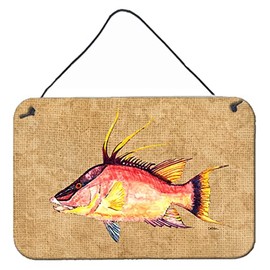 Caroline's Treasures 8803DS812 Hog Snapper Wall or Door Hanging Prints Aluminum Metal Sign Kitchen Wall Bar Bathroom Plaque Home Decor, 8x12, Multicolor