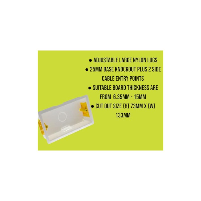 Éabcon Plasterboard Dry Wall Back Box, 47mm Deep, 2 Gang,