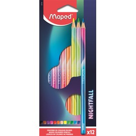 Maped - Nightfall coloured pencils - pack of 12 - ergonomic - excellent coverage,multicoloured,831700