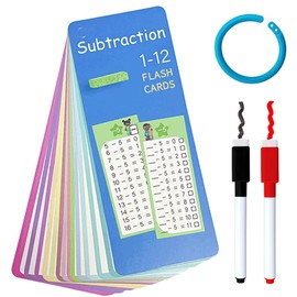 laeeyin 1-1 Subtraction Mathematics Learning Cards Learning Cards Children 1-1 Learning Game Multi-Time Cards from 1 to 12, Portable Learning Aid, Fun with Multiplication Table Learning (Subtraction)