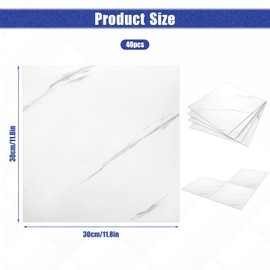 40 Pack Peel & Stick Floor Tiles 12" x 12" Vinyl Flooring Waterproof Self Adhesive Flooring Planks for Bathroom, Kitchen, Fireplace, Pet House, Stairs, Bedrooms, Wall