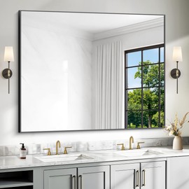40x48 inch Large Black Bathroom Mirror, Black Rectangle Wall Mirror, Rectangle Mirror for Bathroom Over Sink, Frame Vanity Mirror for Entryway, Living Room, Bedroom, Hangs Horizontally or Vertically