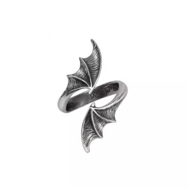Alchemy Gothic A Night with Goethe Ring Wrap Pewter Bat Wings Vampire Horror Emo - L/N - 6/7