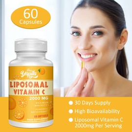 Liposomal Vitamin C Capsules 2000 mg (4 Pack), Maximum Absorption, High Dose Vit C, Ascorbic Acid, Antioxidant Supplement, Soy Free, Non-GMO