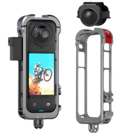 Aluminum Metal Frame for Insta360 X4 Case Cage,Camera Mounts & Clamps Camera Protective Frame with Lens Cover, Shockproof Aluminum Case with Mount Adapter for Outdoor Sports & Adventure Filming