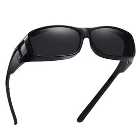 GEGURI Fit Over Glasses Sunglasses Polarized for Men & Women, Stylish Wrap Around Design Sun Glasses UV400 Protection, Black