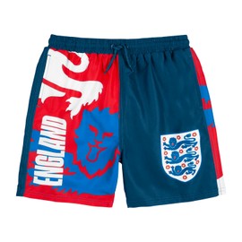 England Football Team Boys Swimming Trunks, Kids England Swimming Shorts (UK, Age, 13 Years, 14 Years, Regular, Navy Blue/Red)