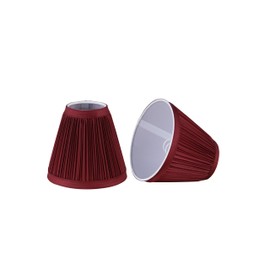 Aspen Creative 33124-2 Small Pleated Empire Shape Chandelier Clip-On Lamp Shade, Burgundy, 3" Top x 6" Bottom x 5" Slant, 2 Pack