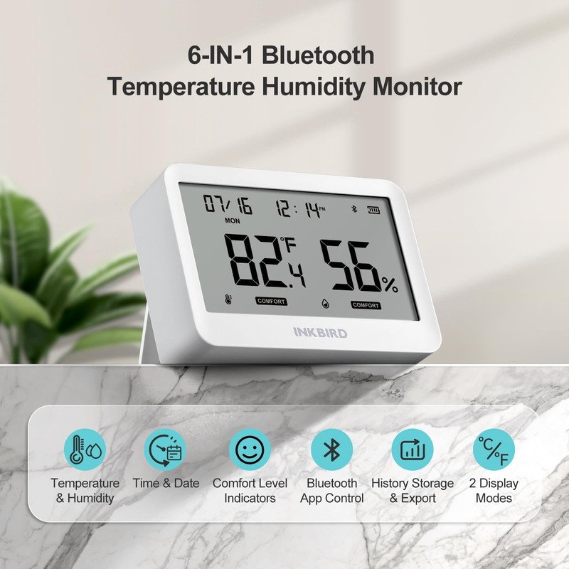 INKBIRD ITH-21-B Bluetooth Thermometer Hygrometer, Indoor Temperature Humidity Sensor with