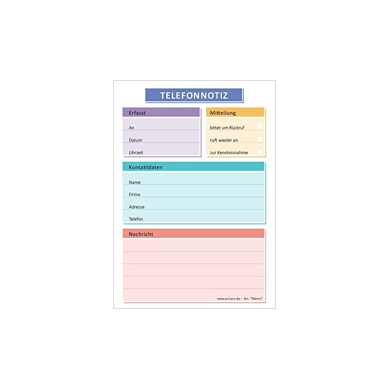 PRICARO 5 x A6 Telephone Notebook Memo