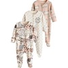 NEXT Embroidered Baby Pyjamas 3 Pack, Brown/Cream