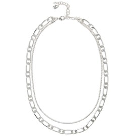 Lucky Brand Chunky Chain Layer Necklace, Silver, One Size