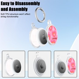 DiyGody 2 Stück Hülle Kompatibel mit Apple Airtags 2021 mit Metall-Schlüsselring, GPS-Tracker-Zubehör mit Herzmuster für Frauen, Ultradünn Silikon Schutzhülle Kratzfest Stoßfest Anti-Staub Wasserdicht