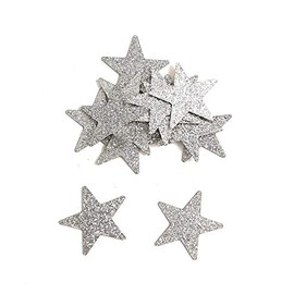 Silver Glitter Paper Star Confetti - 100 Pieces